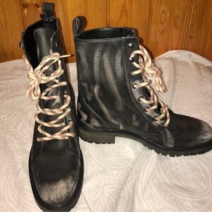 Zara Lace up Distressed Ankle Boots